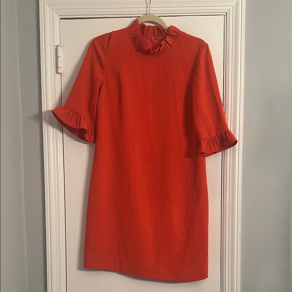 J. Crew Orange Sheath Dress with Flutter Sleeves